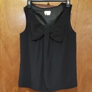 Kate Spade Small Black Silk Sleeveless Blouse with Bow